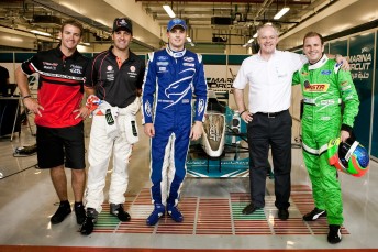 Davison, Whincup, Winterbottom and Dumbrell with Richard Cregan, CEO of the Yas Marina Cicruit in Abu Dhabi.
