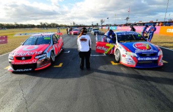 The V8 Supercars grid in Queensland