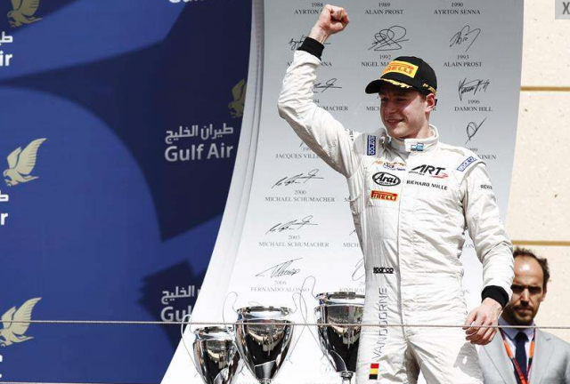 Stoffel Vandoorne celebrates victory in GP2 opener at Bahrain
