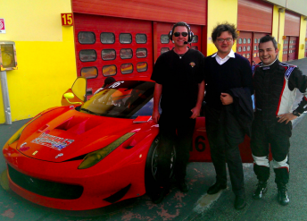 Balzan (right) with Hughes (left) and Ferrari tuner Cristiano Michelotto