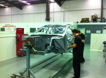 The first Volvo V8 Supercar under construction