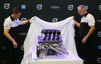 Volvo Car Australia managing director Matt Braid and Motorsport Technical Director Martin Persson unveil the engine