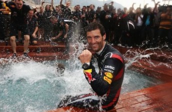 Mark Webber celebrates