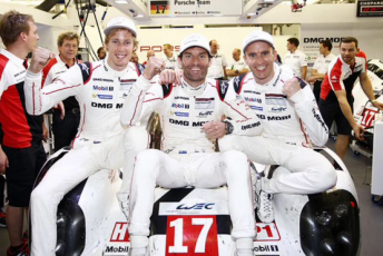 Savouring the WEC title: Hartley, Webber and Bernhard