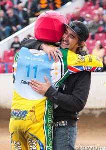 World Champion Chris Holder (right, with Ward) rushed to his friend