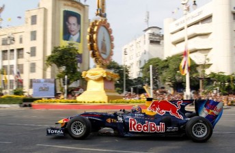 Mark Webber undertook a demo run through the streets of Bangkok in 2010