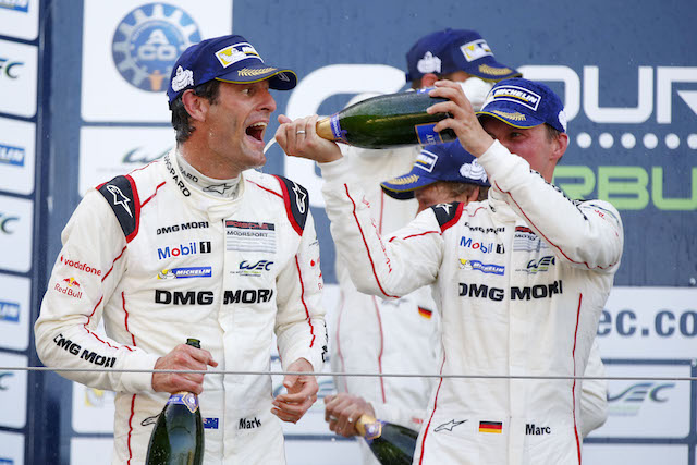 Mark Webber has lead a dominant Porsche to a 1-2 at the Nurburgring