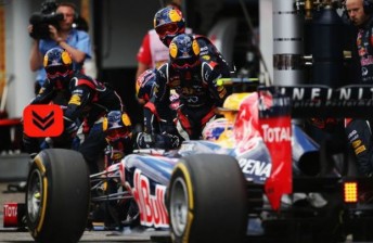 Mark Webber pits his RB8 at Hockenheim on the way to eighth place