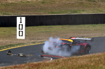 The aftermath from the crash at Sydney Motorsport Park