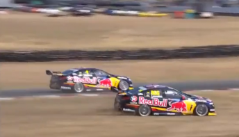 Lowndes skates across the grass after the contact
