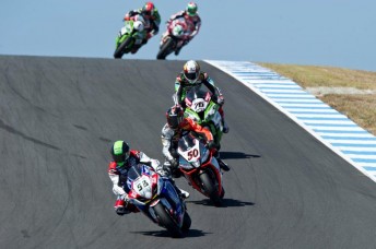 Eugene Laverty leads Sylvain Guintoli over Lukey Heights 