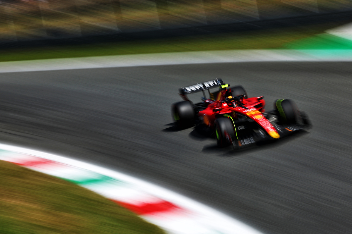 Carlos Sainz survived a scare to deliver pole for Ferrari at Monza. Image: XPB Images