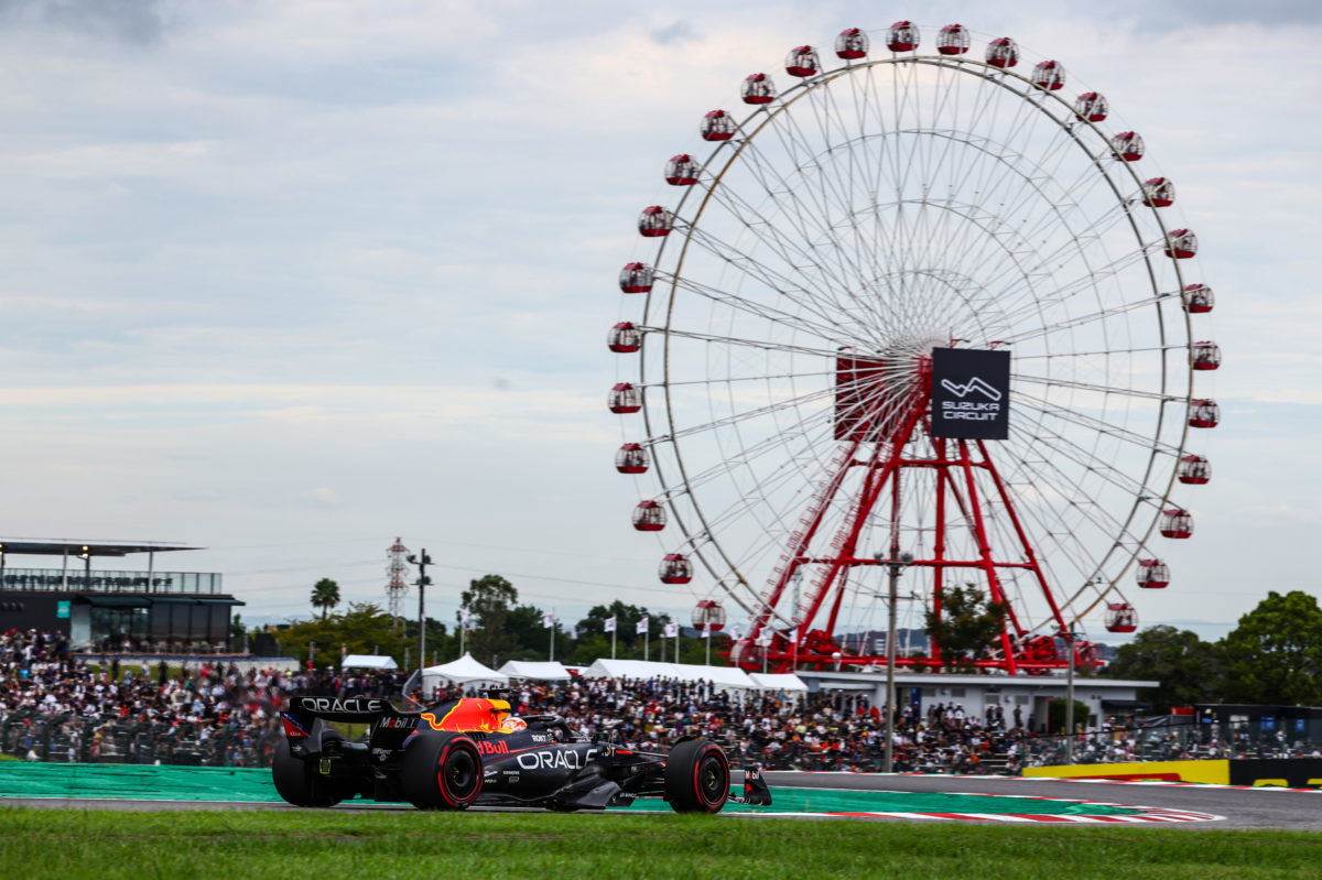Max Verstappen is fastest so far in F1 Japanese Grand Prix practice. Image: Charniaux/XPB Images