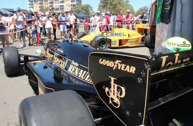 Mechanical trouble saw the ex-Senna JPS Lotus join its Camel brethren as a static display