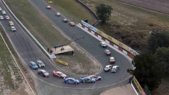 An aeriel photo of the hairpin at Symmons Plains Raceway last year