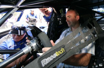 Ambrose had a seat fitting in the #4 Irwin Tools Falcon at the Sydney Telstra 400. Ambrose piloted the #4 SBR car to the first of his championship wins in 2003