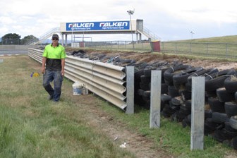 The new armco fence at Symmons Plains Raceway