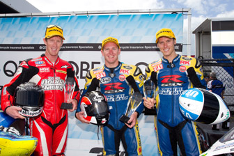 The final Australian Superbike podium for the year – Maxwell, Waters and Herfoss