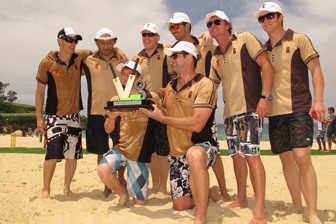The victorious New Zealand beach cricket team