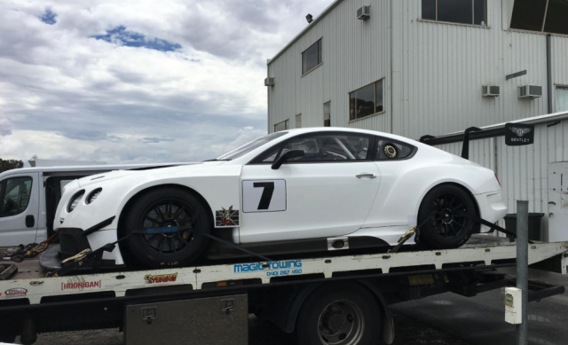 The Bentley following recent testing at Winton