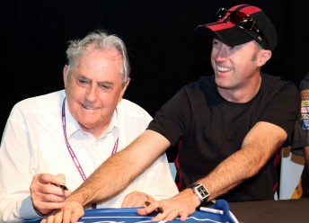 Sir Jack Brabham with his honoured son David in Sydney on the weekend