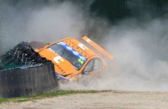 Jason Bright suffered a jammed throttle during Friday practice last year, damaging his BJR Commodore