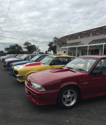 Brock cars parked outside the National Motor Racing Museum