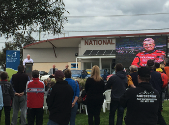 A small group of fans and motorsport identities paid their respects