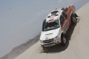Bruce Garland took on t first sand dunes of the 2010 Dakar. Pic: Willy Weyens