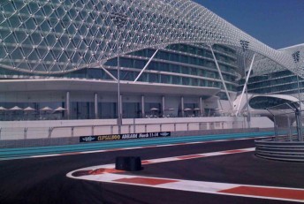 Turn 17 at Yas Marina Circuit – complete with tyre bundle and Clipsal 500 signage