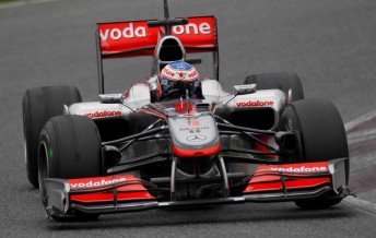 Jamie Whincup will drive a McLaren Mercedes F1 car at Albert Park this coming Tuesday, while Jenson Button (pictured) will steer a TeamVodafone Holden Commodore VE