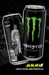 The limited-edition Jamie Whincup packaging on Monster Energy