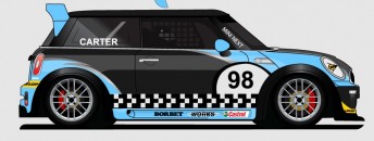 An artists impression of the MINI that Sean Carter will drive this year for Bargwanna Motorsports