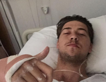 Chaz Mostert posted this picture to Facebook from his hospital bed