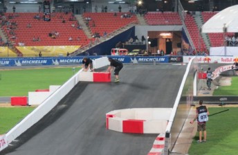 This two-part chicane installed on Friday evening has now been replaced by a three-part version