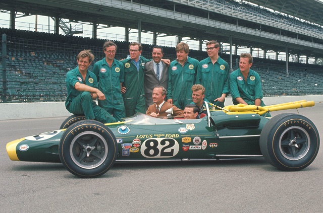 Clark and crew in 1965, including Allan Moffat (second from the right)