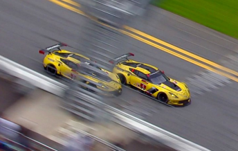 The two Corvette drivers were unleashed for a late race fight