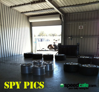 SPY PICS: Inside the Winton garage. Note the new specification wheels.