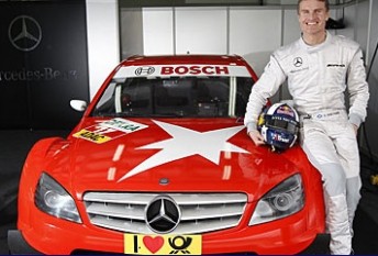 David Coulthard with the DTM Mercedes he tested last week in Spain