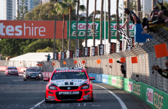 Courtney led Rick Kelly to the chequered flag