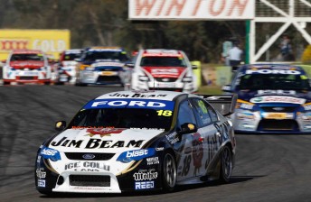 James Courtney leads the field at Winton last year