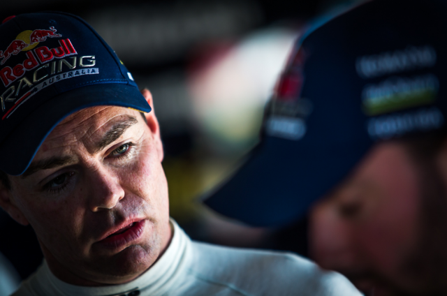 Craig Lowndes with engineer Grant McPherson at Symmons Plains