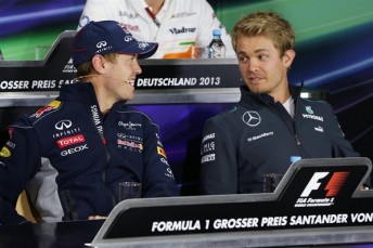 Sebastian Vettel (left) and Nico Rosberg are the men to catch in Germany
