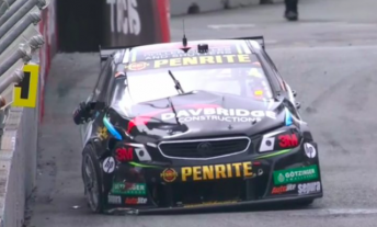 Davies comes to rest after his hit with the concrete