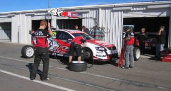 Will Davison completes a pit stop at Winton today