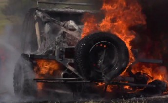 Stratford Voogt and Chantel Bester walked away as fire destroyed their UTV buggy