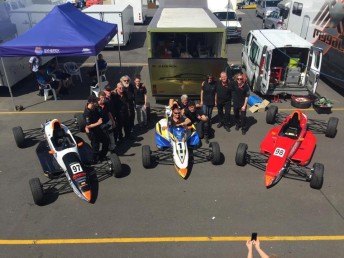 Dream Motorsport celebrates victory with Thomas Randle (centre)