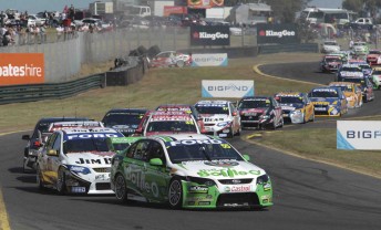 Paul Dumbrell leads the V8 Supercars pack at Sandown last weekend