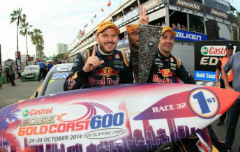 Dumbrell and Whincup celebrate victory on Sunday