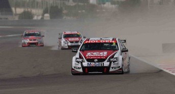 The V8 Supercars during qualifying at the Bahrain International Circuit (note the dust storm prior that hit the track prior to the session!)